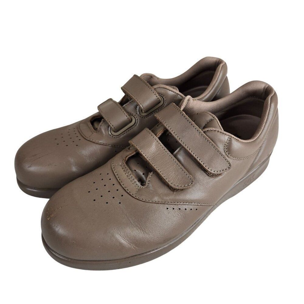 SAS Tripad Comfort Taupe Leather Womens Hook Loop Strap Shoes Size 8.5